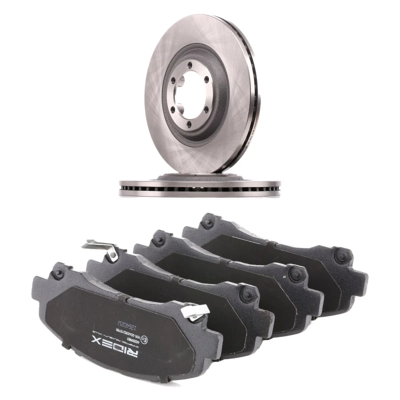 Image of RIDEX 3405B2844 Brake disc and pads set Front Axle, Brake Disc Type: internally vented, with acoustic wear warning Brake Set,disc brakes (3405)