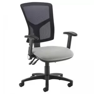 Image of Senza high mesh back operator chair with folding arms - Slip Grey
