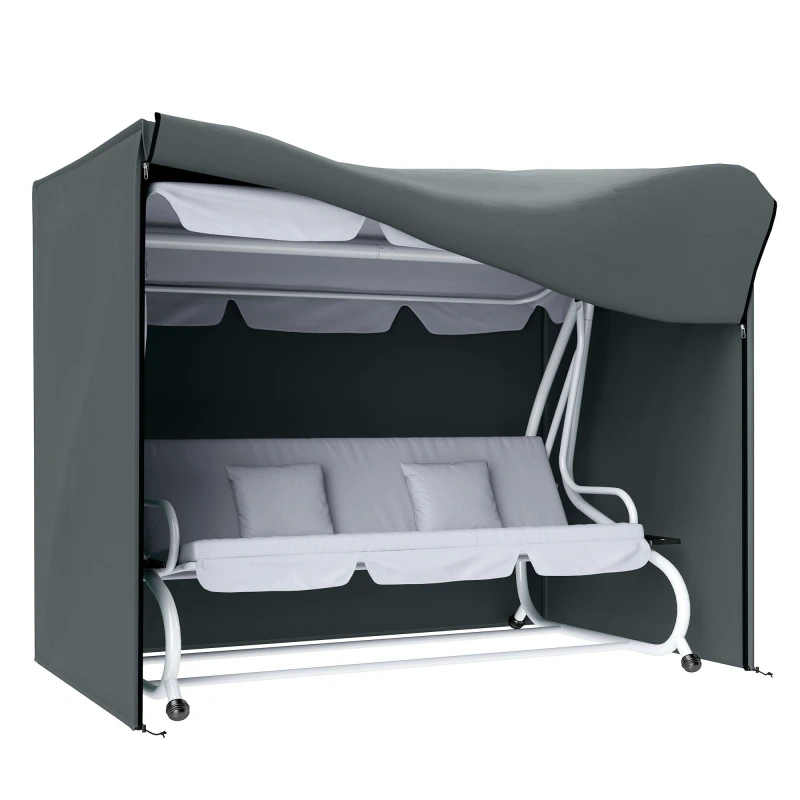 Image of Outsunny 3 Seater Garden Swing Chair Cover, Windproof and Anti-UV, 220 x 125 x 172cm Grey