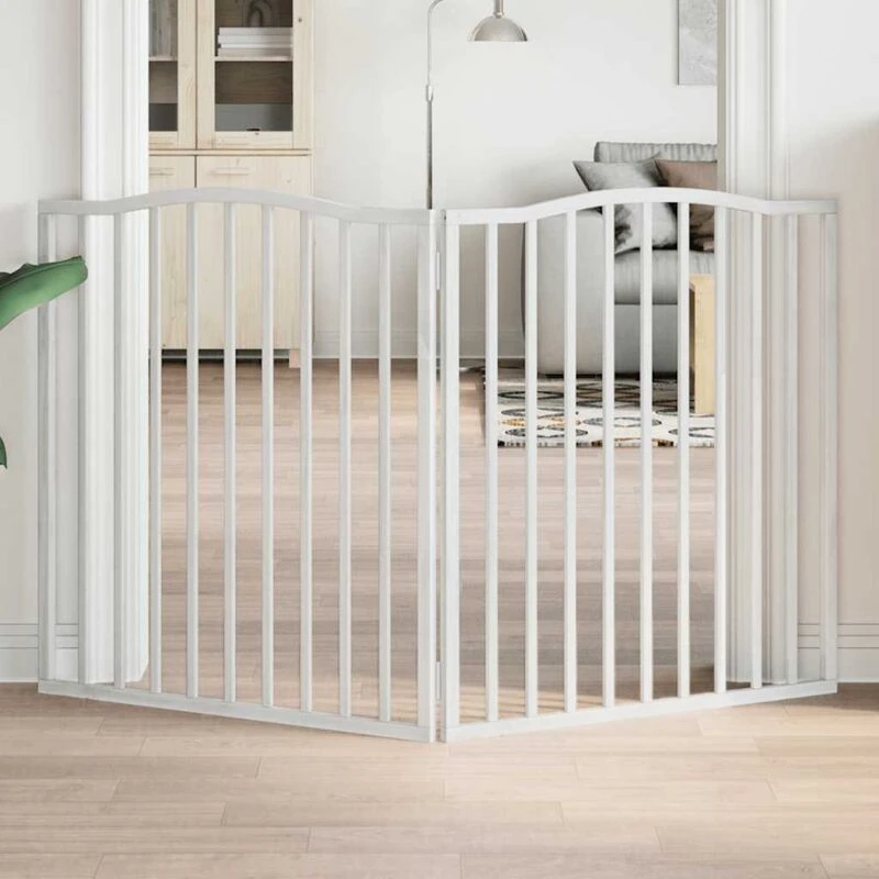 Image of vidaXL Dog Gate Foldable 2 Panels White 160cm Poplar Wood, White 352218