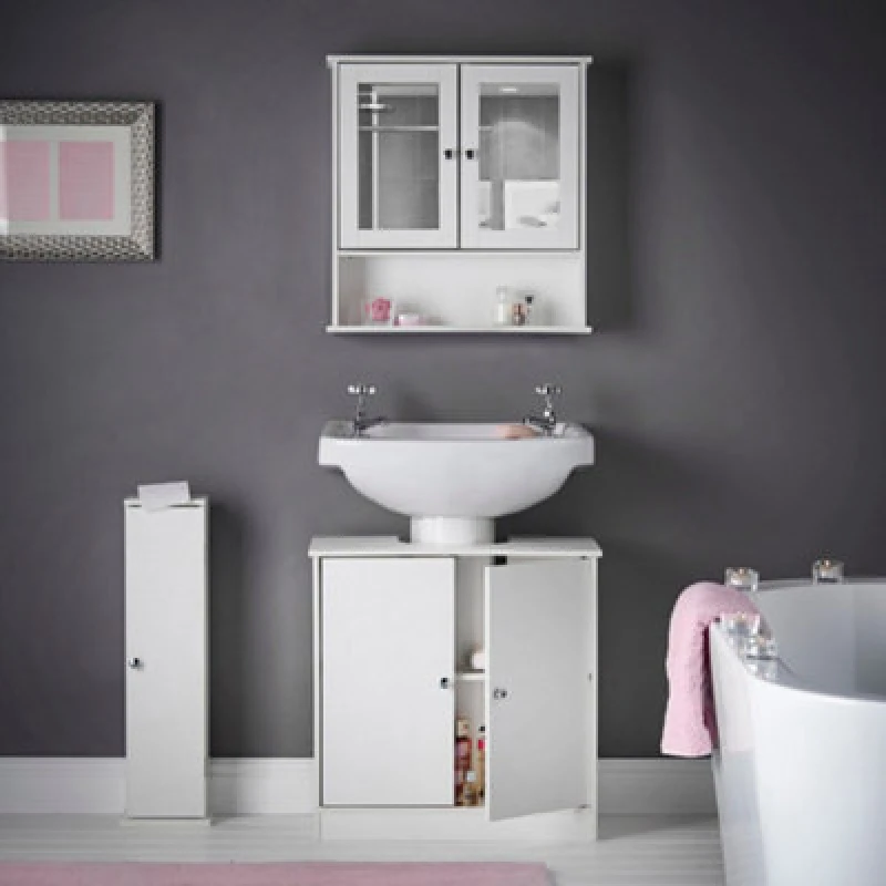 Image of CARME Home Carme Gatsby 3 Piece Set Bathroom Furniture Free Standing Under Sink Storage Wall Mounted Medicine Cabinet With Mirror Modern