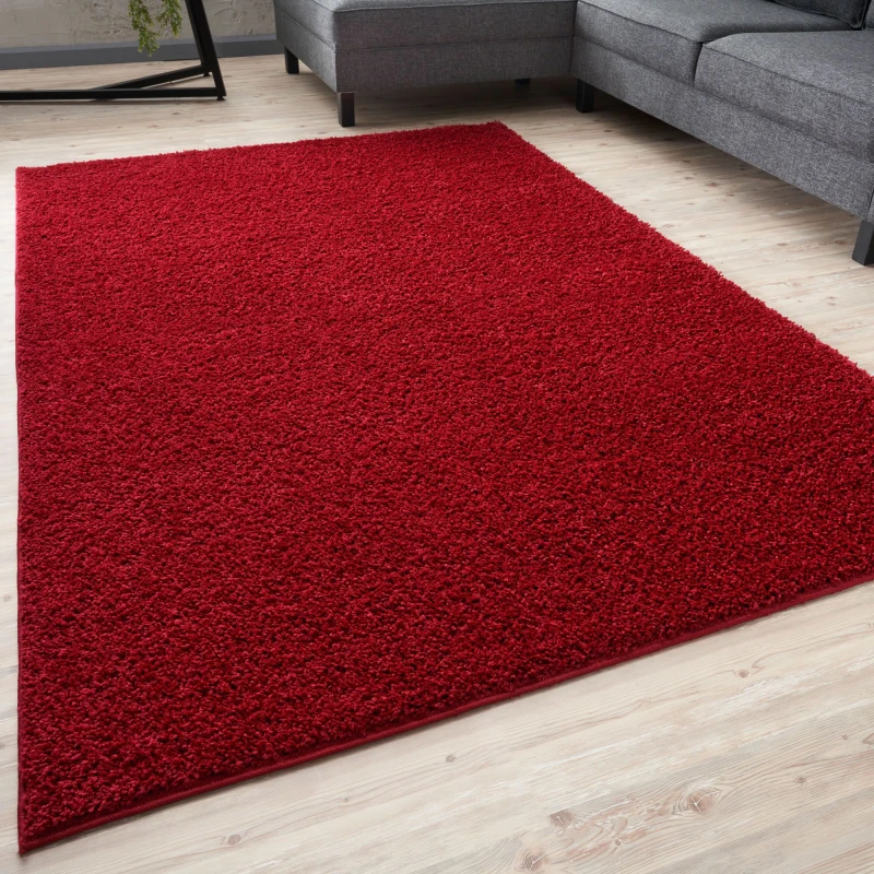 Image of THE RUGS Shaggy Rugs Red Living Room Rug - Soft Fluffy Thick Carpet For Bedrooms & Kitchen Easy To Clean Home Decor Rugs Size: 80cm x 300cm Red Un