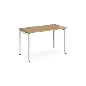 Image of Rectangular Single Desk Oak Wood Straight Legs White Adapt II 1200 x 600 x 725mm