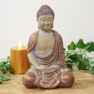 Image of Carved Wood & Copper Finish Thai Buddha Ornament