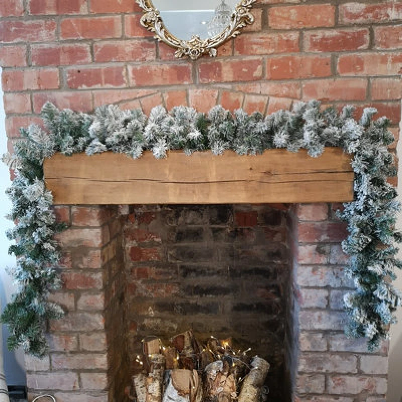 Image of Samuel Alexander 30 X 270Cm 9ft Kaemingk Luxury Green Christmas Imperial Garland Snowflocked