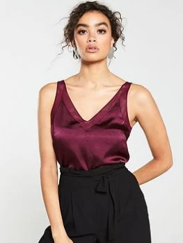 Image of Ted Baker Lilyane Mesh Trim Cami - Burgundy, Oxblood, Size 5=16, Women