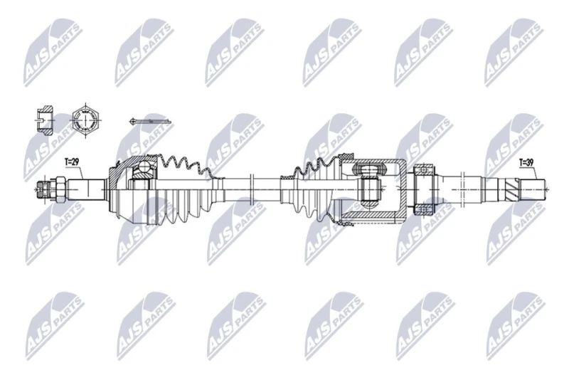 Image of NTY NPW-NS-223 Drive shaft Manual Transmission, Front Axle Right Drive Shaft (13)