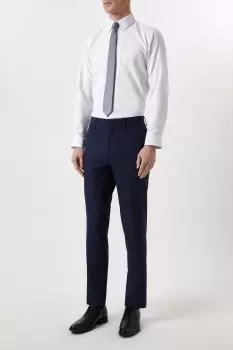 image of Plus And Tall Tailored Fit Navy Marl Suit Trousers