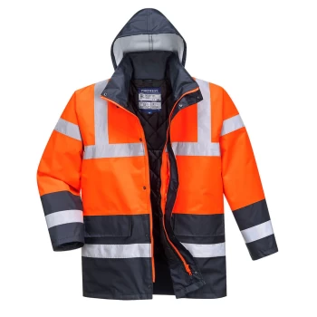 Image of Oxford Weave 300D Class 3 Hi Vis Contrast Traffic Jacket Red / Navy 2XL