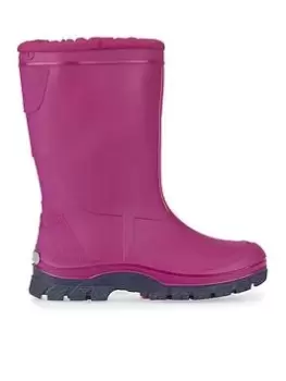 image of Start-rite Mudbuster Girls Pink Fleece Lined Warm Waterproof Wellies - Pink, Size 11 Younger