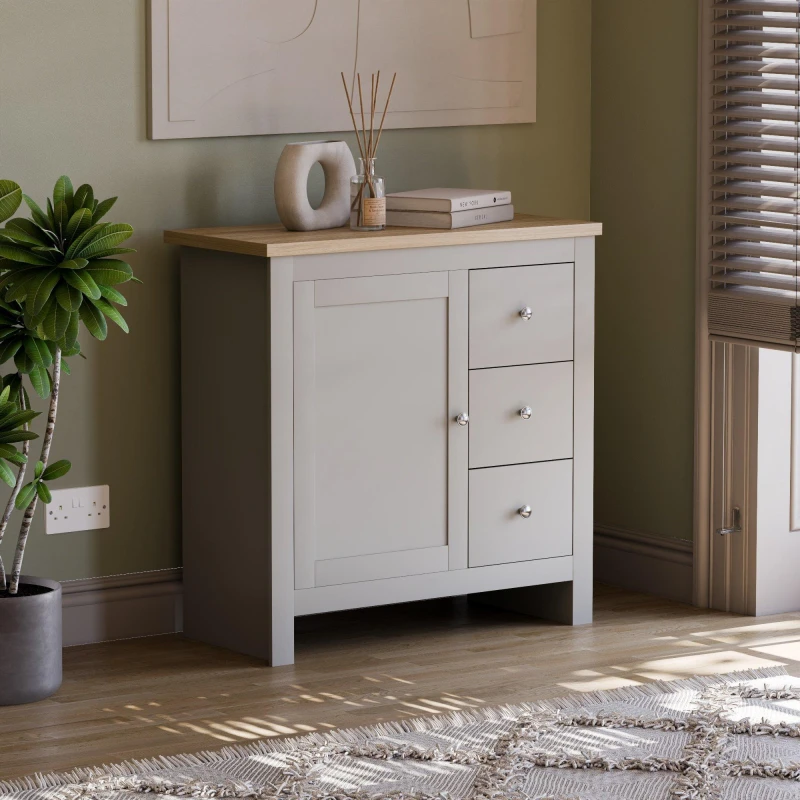 Image of Lassic Vida Designs Arlington 3 Drawer 1 Door Sideboard Grey unisex One Size