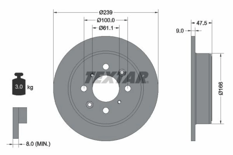 Image of Brake disc TEXTAR 92077903