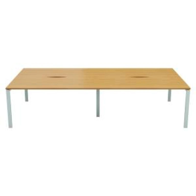 Image of Jemini 4 Person Bench Desk 3200x1600x730mm Nova Oak/White KF809463
