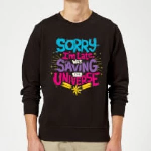Image of Captain Marvel Sorry I'm Late Sweatshirt - Black