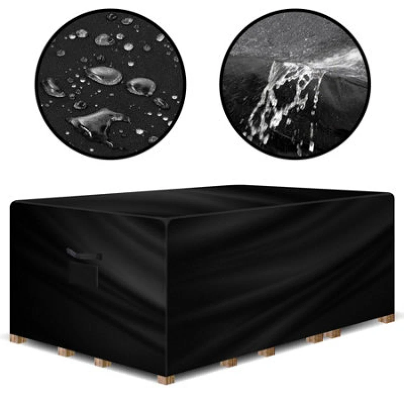 Image of Gracious Gardens Rectangular 150X90X75Cm Outdoor Patio Waterproof Garden Furniture Cover, Weatherproof Rattan Sofa Protector