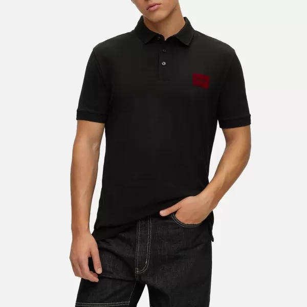 Image of HUGO Mens Dereso_V Badge Logo Polo Shirt - Black - XL