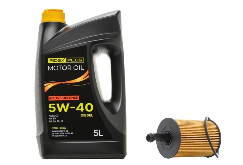 Image of RIDEX PLUS 100908O0072P Oil change kit (oil filter + engine oil) Oil change kit (oil filter + engine oil) (100908)