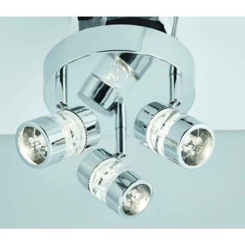 image of Searchlight Lighting - Searchlight Bubbles - LED 3 Light Bathroom Ceiling Spotlight Chrome, Bubble Effect IP44