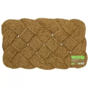 Natural Hand Made Knotted Rope Coir Door Mat, 45 x 75cm - JVL