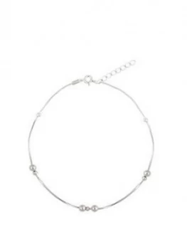 image of The Love Silver Collection Sterling Silver Beaded Snake Chain Anklet