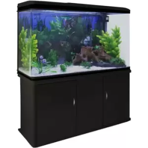 image of Aquarium Fish Tank & Cabinet with Complete Starter Kit - Black Tank & White Gravel - Black