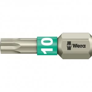 image of Wera Torsion Stainless Steel Torx Screwdriver Bit T10 25mm Pack of 1