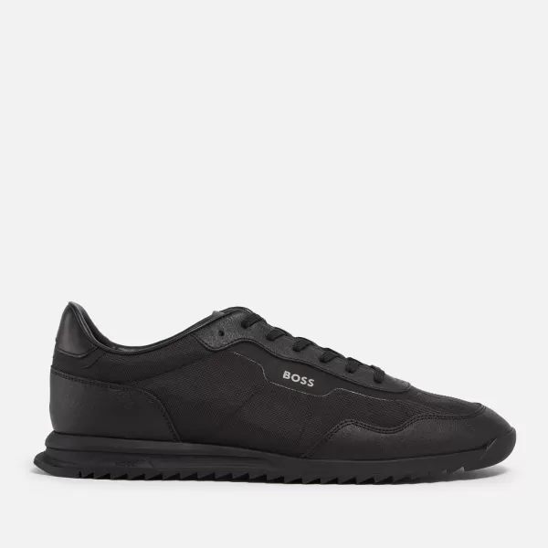 Image of BOSS Mens Zayn Faux Leather and Canvas Trainers - UK 10