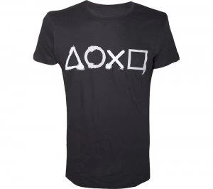 Image of Playstation Buttons Artwork Printed T-Shirt - Xl