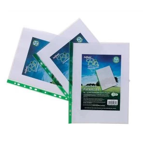 image of Snopake Bio2 A4 Polypropylene Punched Pockets Crystal Clear Pack of 100 Pockets