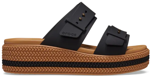 Image of Crocs Women Brooklyn Woven Buckle Sandals Black 8