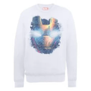 Image of Marvel Avengers Assemble Iron Man Distressed Head Sweatshirt - White - XL