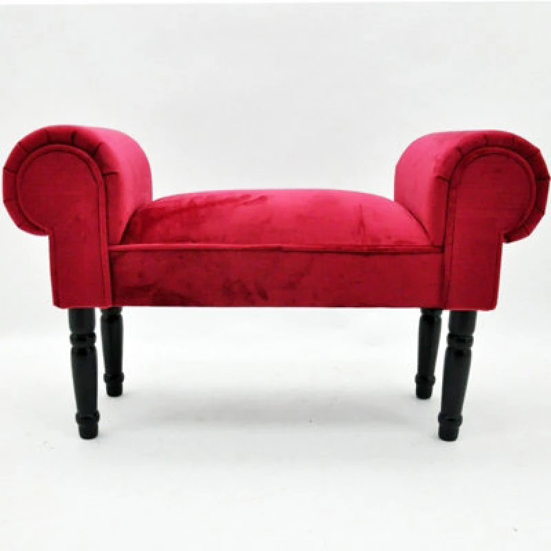 Image of Minster Window Seat Bench - Velvet - L30 X W86 X H52cm - Red