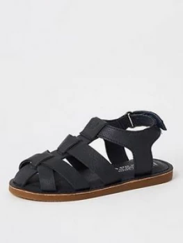 Image of River Island Mini Faux Leather Fisherman Sandal Navy Size 6 Years Boys