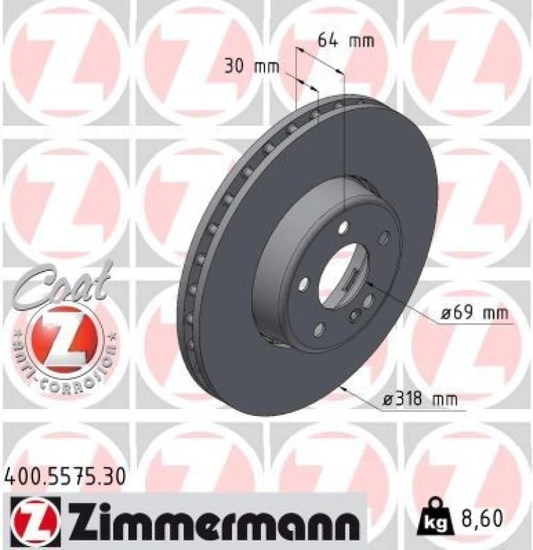 Image of ZIMMERMANN Brake disc ZIMMERMANN 400.5575.30