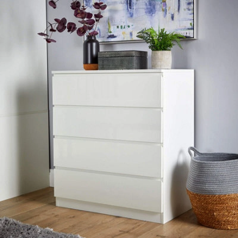 Image of Home Source Lugano Storage Chest With 4 Drawers White