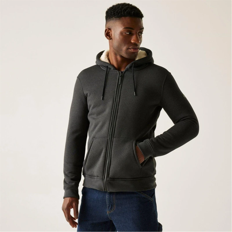 Image of Regatta Regatta Men Naddle Hooded Full-Zip Insulating Active Fleece in Jet Black Size: Medium Jet Black M Male 5063516103875