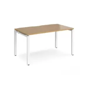 image of Bench Desk Single Person Starter Rectangular Desk 1400mm Oak Tops With White Frames 800mm Depth Adapt