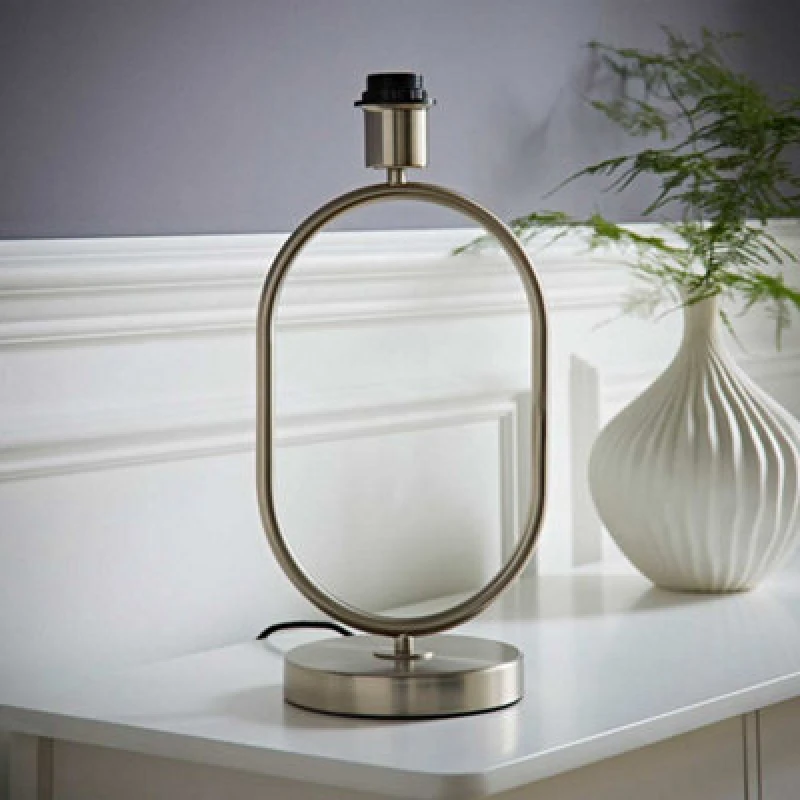 Image of ValueLights ValueLights Antonia Metal Oval Stem Table Lamp Base in Silver Silver One Size Unisex 5016529271260