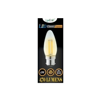 Image of Lyveco BC Clear LED 4 Filament 470 Lumens Candle 2700K 4 Watt - 4604
