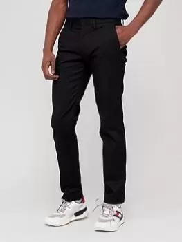 Image of Tommy Hilfiger Straight Fit Denton 1985 Pima Cotton Chinos, Black, Size 38, Inside Leg Regular, Men