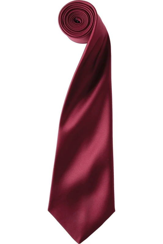Image of Premier Premier Men Plain Satin Tie (Narrow Blade) in Burgundy Burgundy One Size Male 5055805452078
