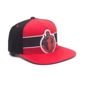 Image of Marvel Comics - Deadpool Stripe Badge Unisex Dual Pop-Lock Fitting Strap Cap - Multi-Colour