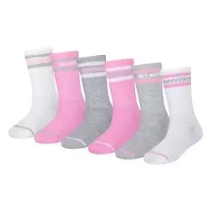 Image of Converse Crew Socks 6 Pack Juniors - Pink