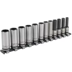 Image of AK2744B 3/8Sq Drive Deep Lock-On 6pt Metric Socket Set 12pc - Black Series - Sealey