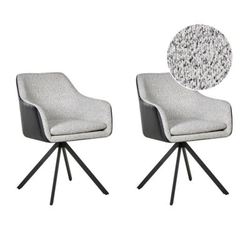 Image of Beliani Set Of 2 Dining Chairs Lithia Fabric Black/ White