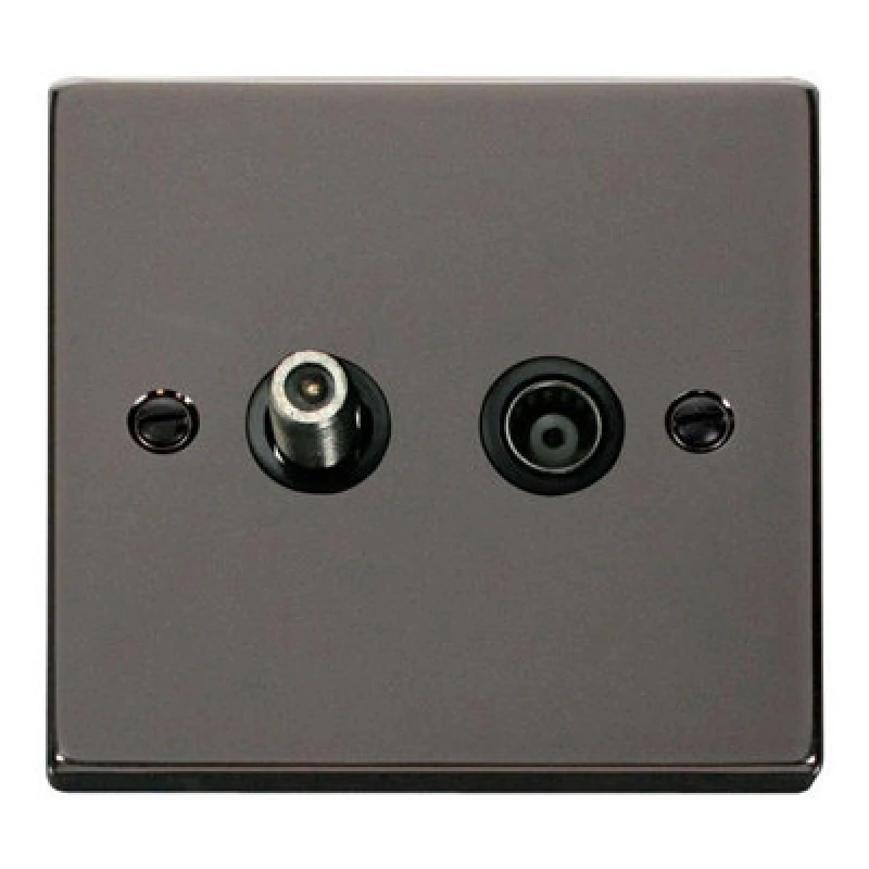 Image of SE Home Black Nickel Satellite & Coaxial Socket 1 Gang Black