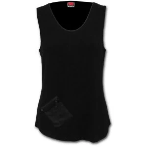 Image of Urban Fashion Zip Pouch Vest Womens X-Large Sleeveless Top - Black