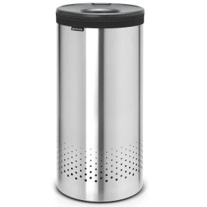 image of Brabantia 35L Laundry Bin with Plastic Lid - Matt Steel