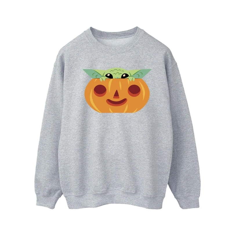 Image of Star Wars Star Wars Men Grogu Pumpkin Sweatshirt in Grey Size: Small Grey S Male 5063376693523