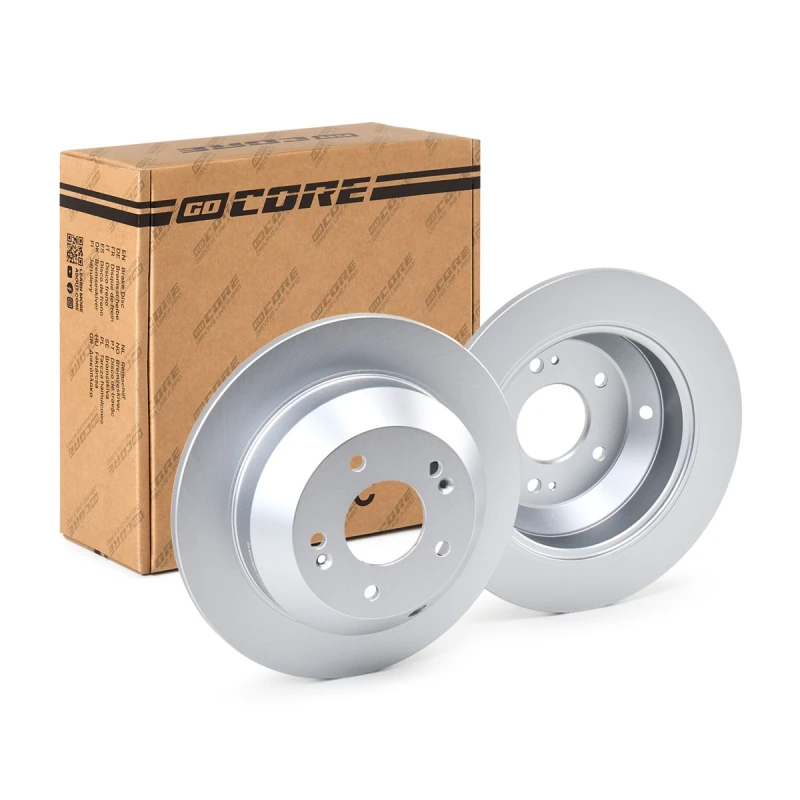 Image of goCORE GCH20539 Brake disc Rear Axle, Solid, Grey Cast Iron, Coated, High-carbon, without wheel studs Grey Cast Iron Brake Disc (82)